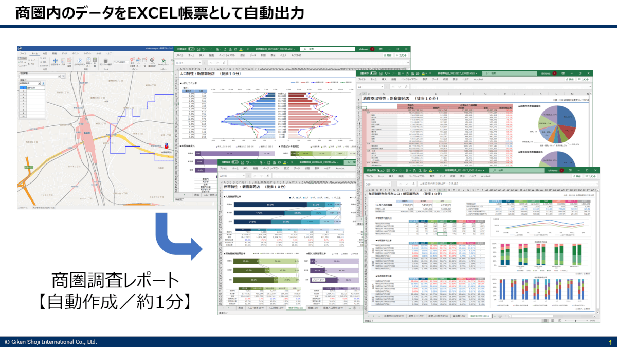 商圏内のデータをEXCEL帳票として自動出力